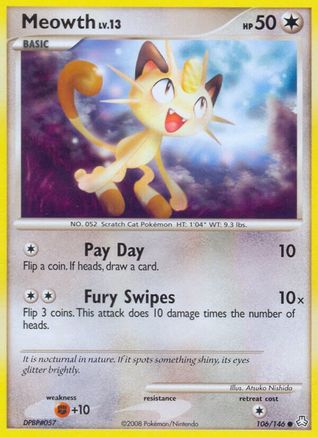 Meowth (106/146) [Diamond & Pearl: Legends Awakened] Reverse Holofoil