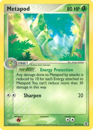 Metapod (39/112) [EX: FireRed & LeafGreen] Reverse Holofoil