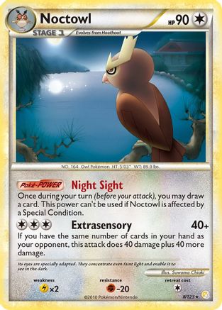 Noctowl (8/123) [HeartGold & SoulSilver: Base Set] Reverse Holofoil