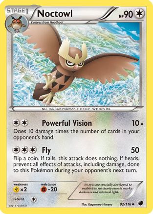 Noctowl (92/116) [Black & White: Plasma Freeze] Reverse Holofoil