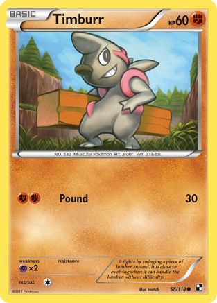 Timburr (58/114) [Black & White: Base Set] Reverse Holofoil