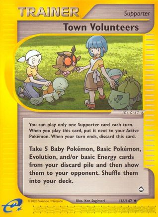 Town Volunteers (136/147) [Aquapolis] Reverse Holofoil