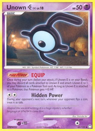 Unown E (65/123) [Diamond & Pearl: Mysterious Treasures] Reverse Holofoil