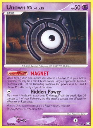 Unown M (66/123) [Diamond & Pearl: Mysterious Treasures] Reverse Holofoil