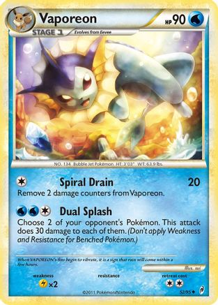Vaporeon (52/95) [HeartGold & SoulSilver: Call of Legends] Reverse Holofoil