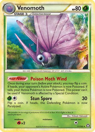 Venomoth (11/102) [HeartGold & SoulSilver: Triumphant] Reverse Holofoil
