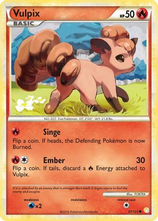 Vulpix (87/123) [HeartGold & SoulSilver: Base Set] Reverse Holofoil