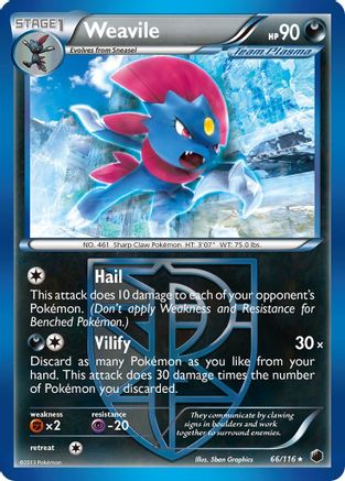 Weavile (66/116) [Black & White: Plasma Freeze] Reverse Holofoil