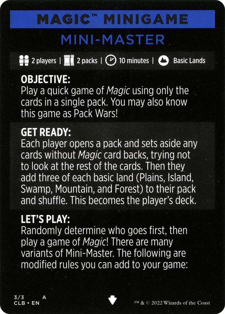 Mini-Master // Mini-Master (cont'd)  [Commander Legends: Battle for Baldur's Gate Minigames] Foil