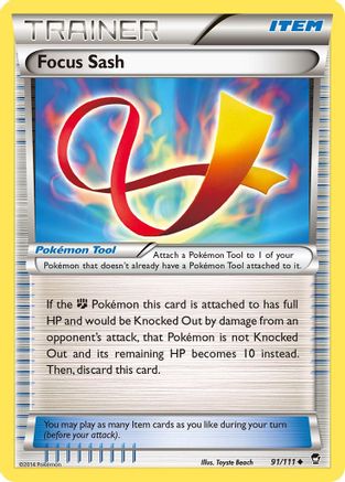 Focus Sash (91/111) [XY: Furious Fists] Reverse Holofoil