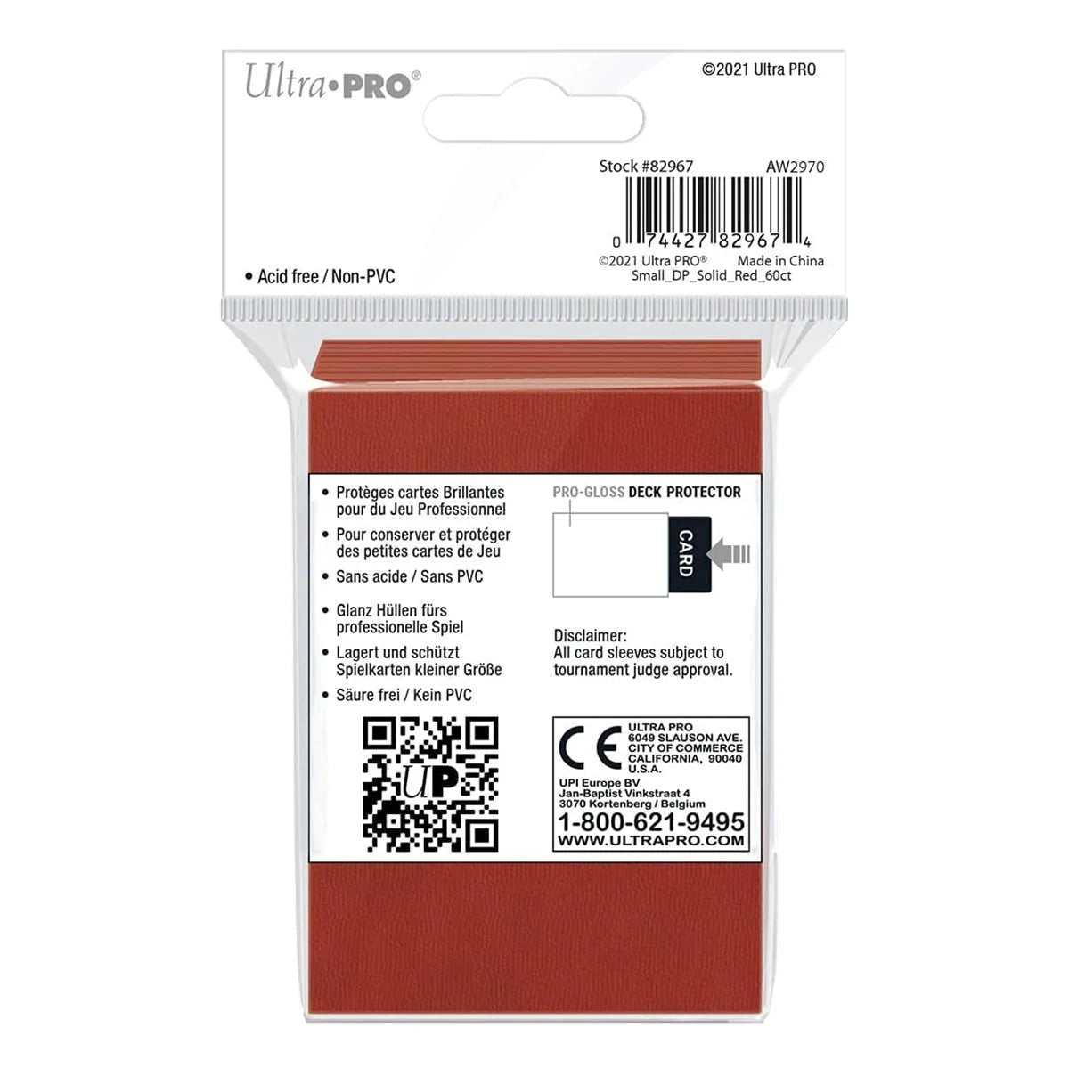 Ultra Pro: PRO-Gloss 60ct Small Deck Protector sleeves: Red