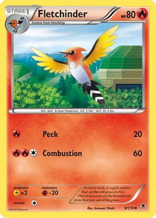 Fletchinder (9/119) [XY: Phantom Forces] Reverse Holofoil
