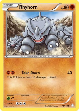 Rhyhorn (74/160) [XY: Primal Clash] Reverse Holofoil