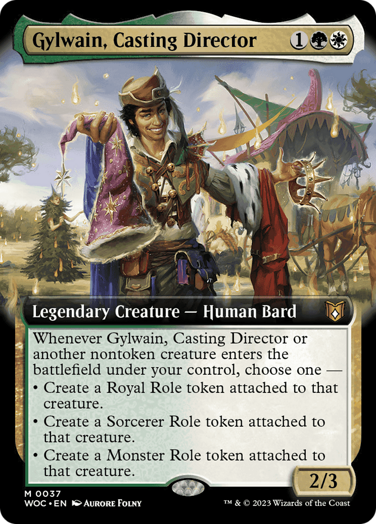 Gylwain, Casting Director (Extended Art) [Wilds of Eldraine Commander] Foil