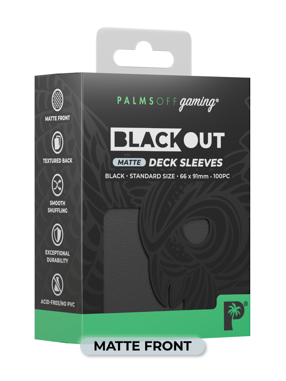 Palms Off Gaming Blackout Deck Sleeves 100pc Black MATTE