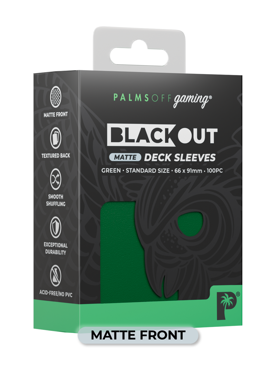 Palms Off Gaming Blackout Deck Sleeves 100pc Green MATTE