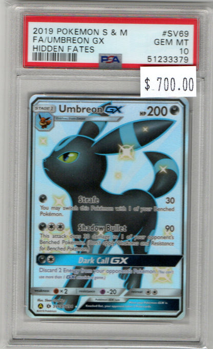 Umbreon GX SV69 Hidden Fates PSA 10