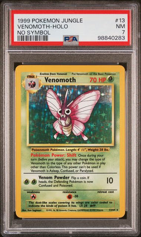Venomoth Jungle No Symbol Error #13 PSA 7