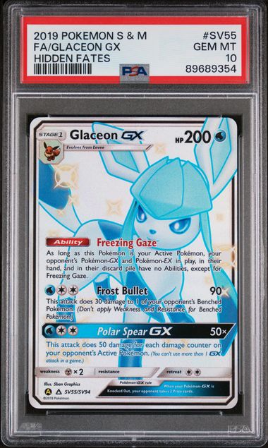 Glaceon GX SV55 Hidden Fates PSA 10