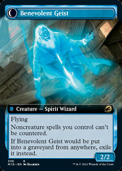 Malevolent Hermit // Benevolent Geist (Extended Art) [Innistrad: Midnight Hunt] Foil