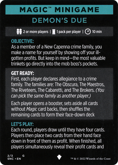 Demon's Due (minigame) // Demon's Due (cont'd)  [Streets of New Capenna Minigames]