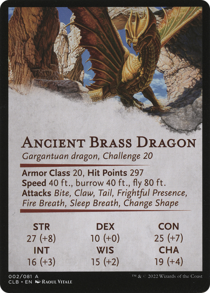 Ancient Brass Dragon // Ancient Brass Dragon  [Battle for Baldur's Gate Art Series] (Borderless) Foil