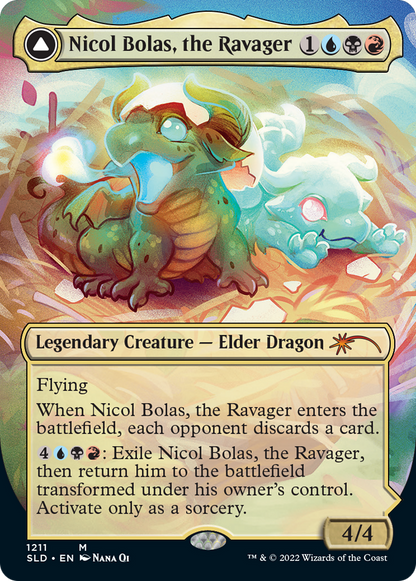 Nicol Bolas, the Ravager // Nicol Bolas, the Arisen (Display Commander) (Borderless) [Secret Lair: From Cute to Brute] Foil