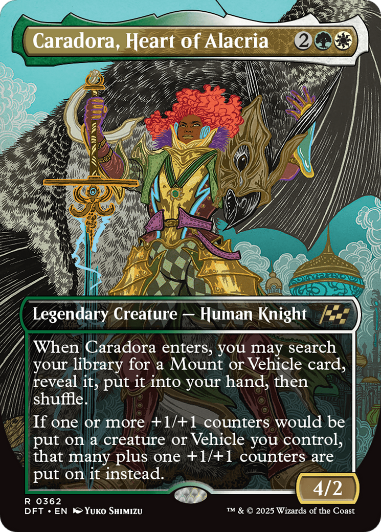 Caradora, Heart of Alacria (Borderless) [Aetherdrift] Foil