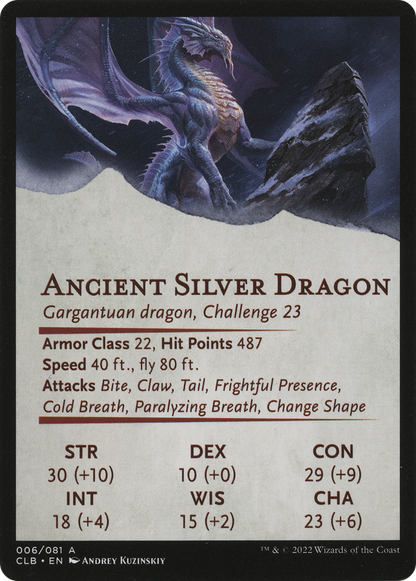 Ancient Silver Dragon // Ancient Silver Dragon  [Battle for Baldur's Gate Art Series] (Borderless) Foil
