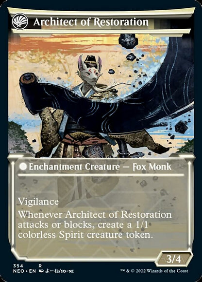 The Restoration of Eiganjo // Architect of Restoration (Showcase Soft Glow) [Kamigawa: Neon Dynasty] Foil -1