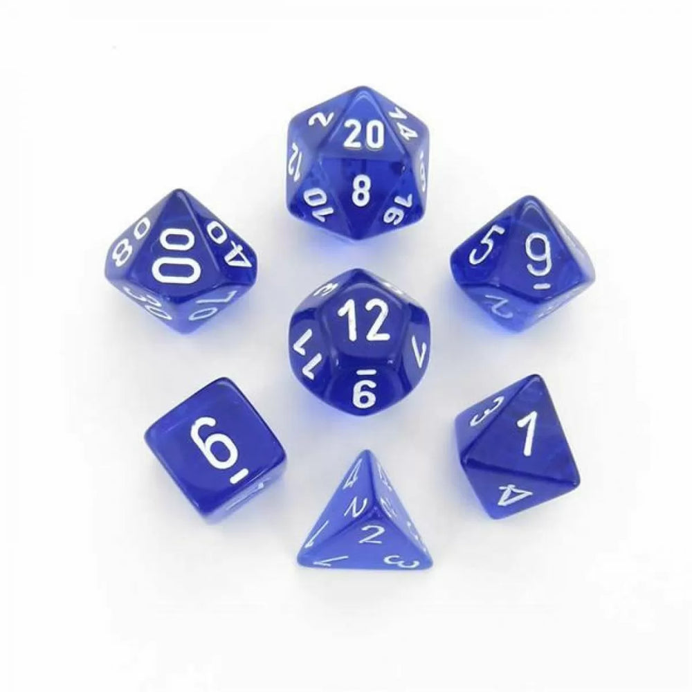 Translucent Polyhedral Blue/White 7-Die Set