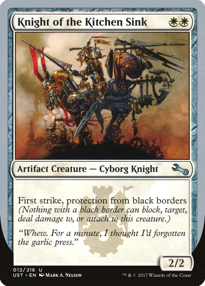 Knight of the Kitchen Sink ("protection from black border") [Unstable] Foil