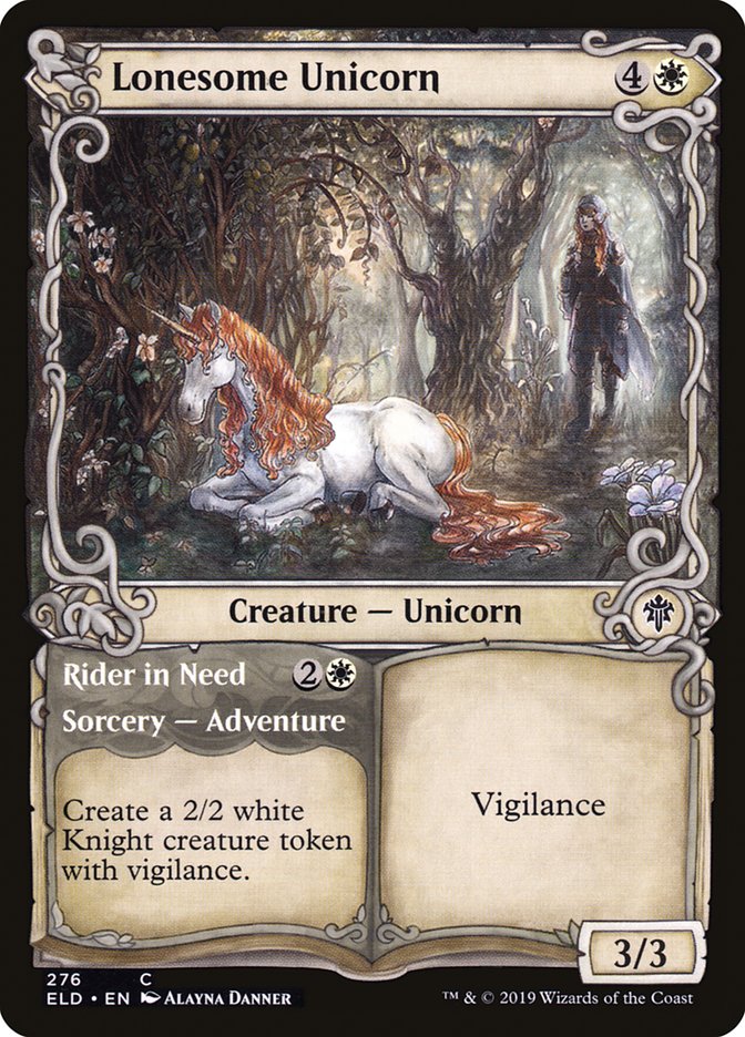 Lonesome Unicorn // Rider in Need (Showcase) [Throne of Eldraine] Foil