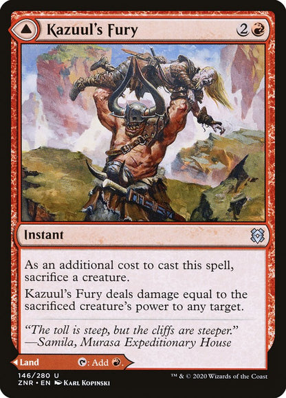 Kazuul's Fury // Kazuul's Cliffs [Zendikar Rising] Foil