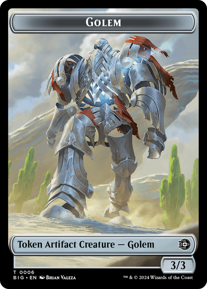 Mercenary // Golem Double-Sided Token [Outlaws of Thunder Junction Tokens]