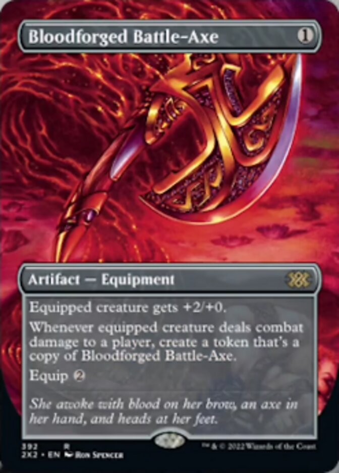Bloodforged Battle-Axe (Borderless Alternate Art) [Double Masters 2022] Foil