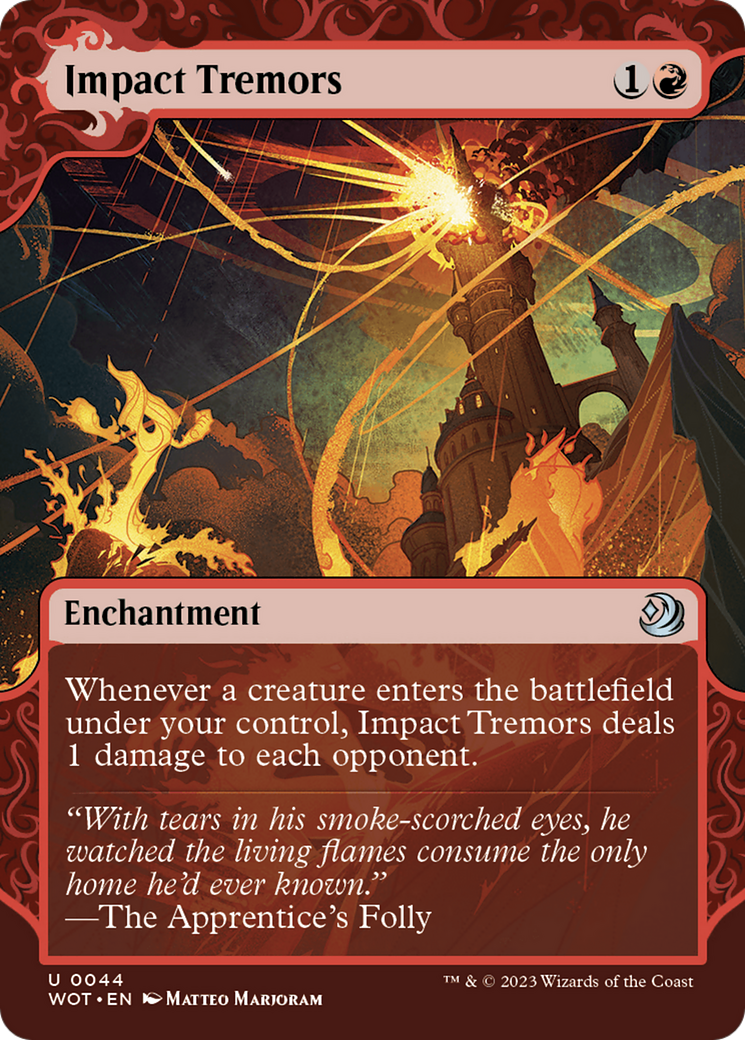 Impact Tremors  [Wilds of Eldraine: Enchanting Tales]: (Showcase) (Borderless) Foil