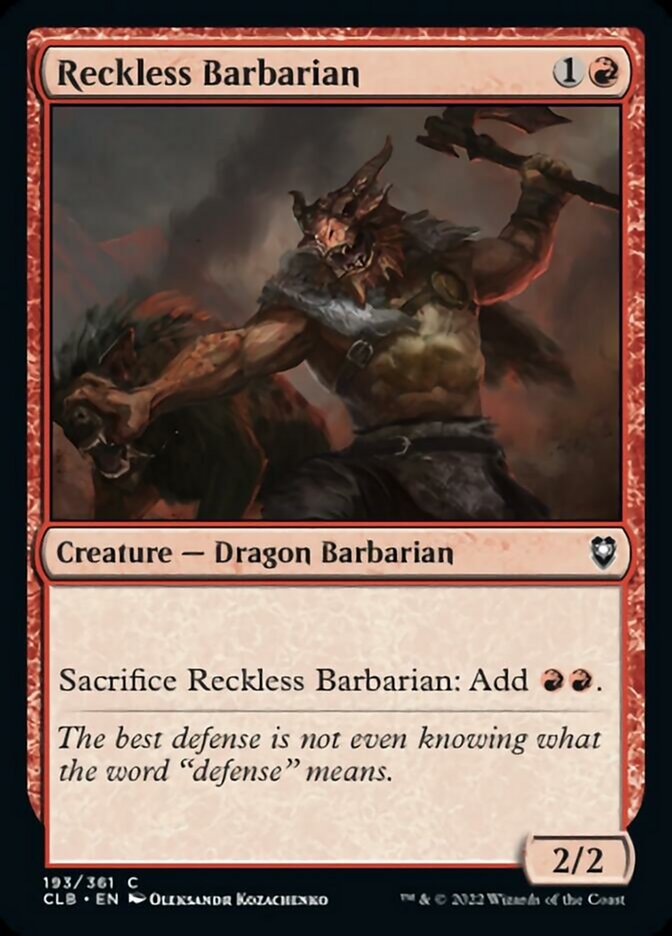 Reckless Barbarian [Commander Legends: Battle for Baldur's Gate] Foil