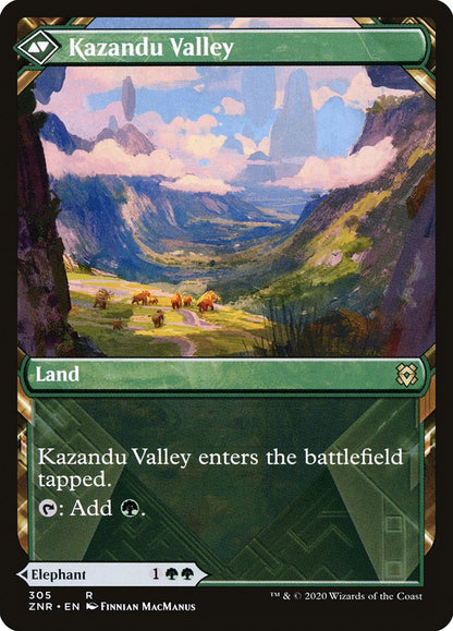 Kazandu Mammoth // Kazandu Valley (Showcase) [Zendikar Rising] Foil