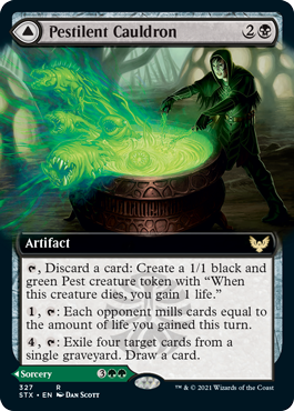 Pestilent Cauldron // Restorative Burst (Extended Art) [Strixhaven: School of Mages] Foil