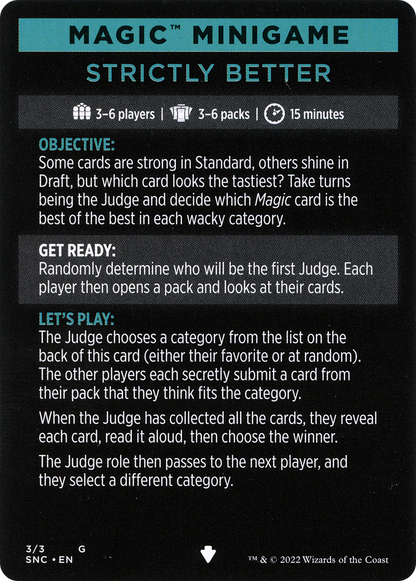 Strictly Better // Strictly Better (cont'd)  [Streets of New Capenna Minigames]