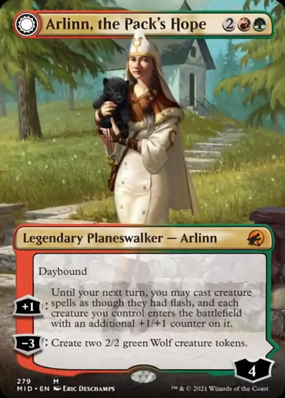 Arlinn, the Pack's Hope // Arlinn, the Moon's Fury (Borderless) [Innistrad: Midnight Hunt] Foil
