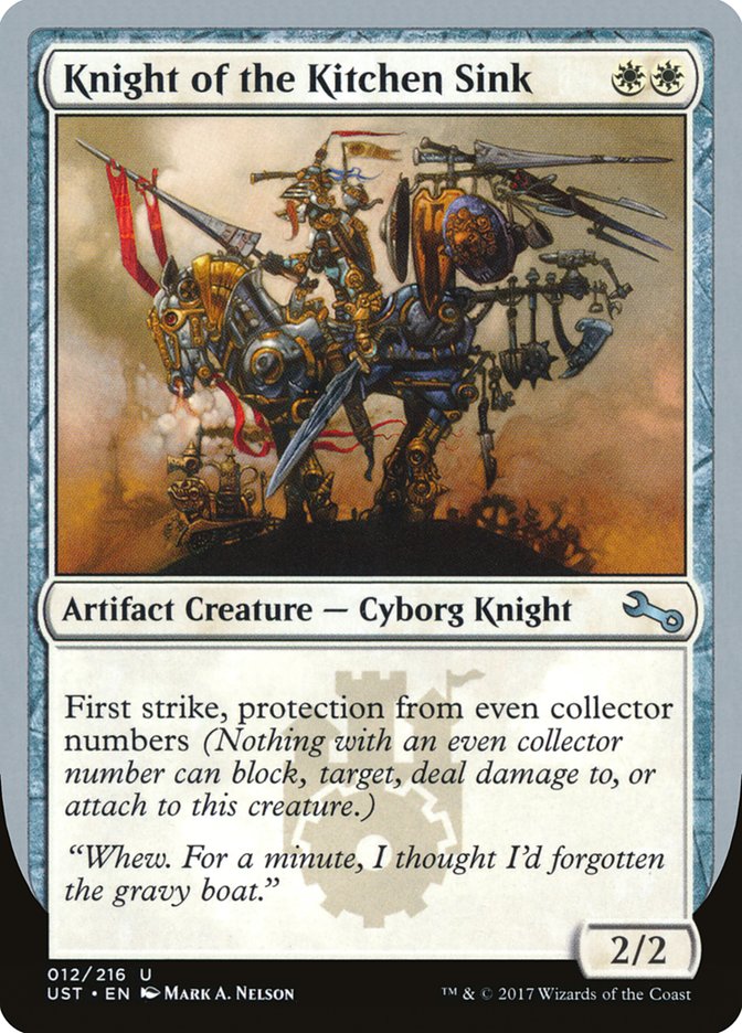 Knight of the Kitchen Sink ("protection from even collector numbers") [Unstable] Foil