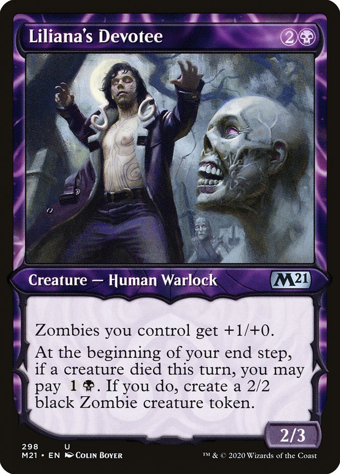 Liliana's Devotee (Showcase) [Core Set 2021] Foil