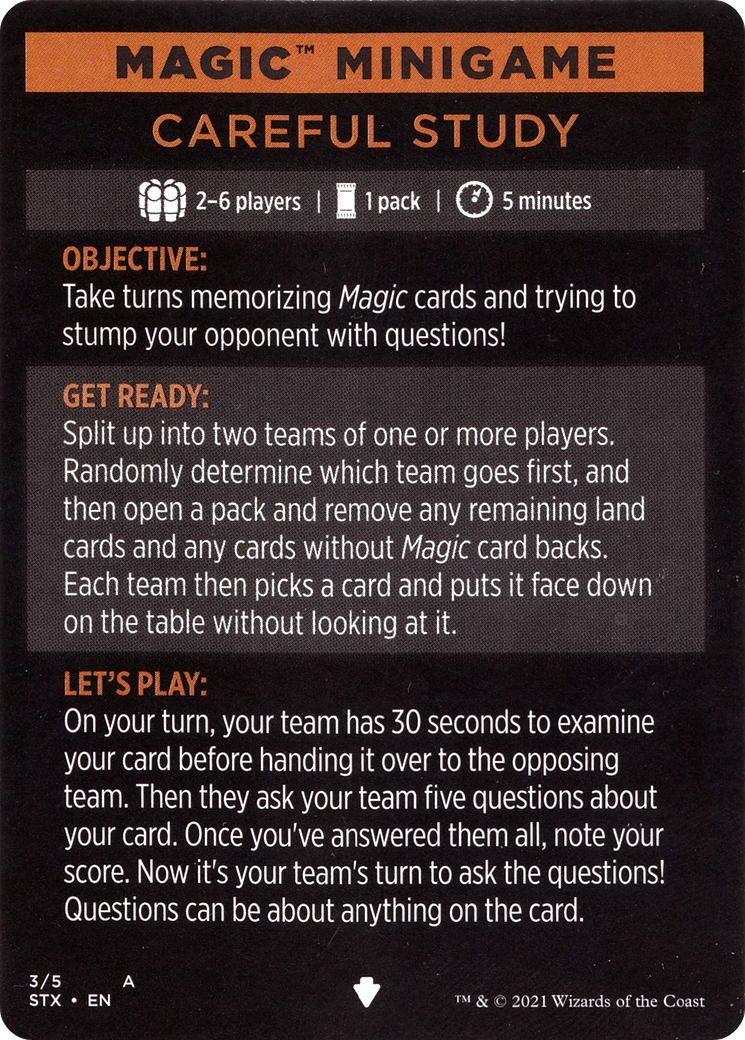 Careful Study (minigame) // Careful Study (cont'd)  [Strixhaven: School of Mages Minigames] Foil