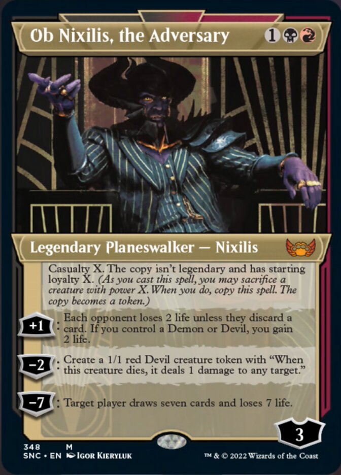 Ob Nixilis, the Adversary (Showcase Art Deco) [Streets of New Capenna] Foil