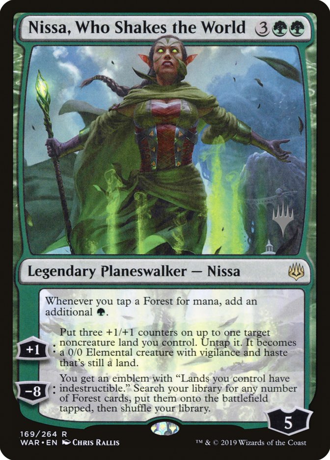 Nissa, Who Shakes the World (Promo Pack) [War of the Spark Promos] Foil