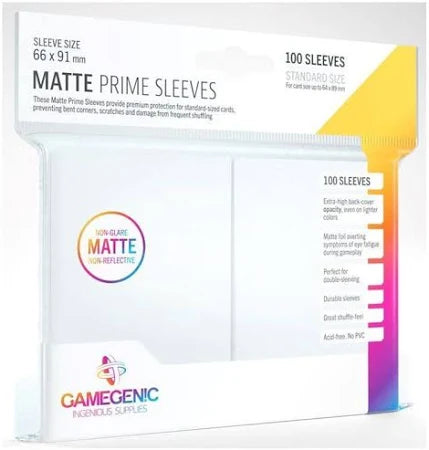 Gamegenic Matte Prime Sleeves - 100ct. (Standard Size) WHITE