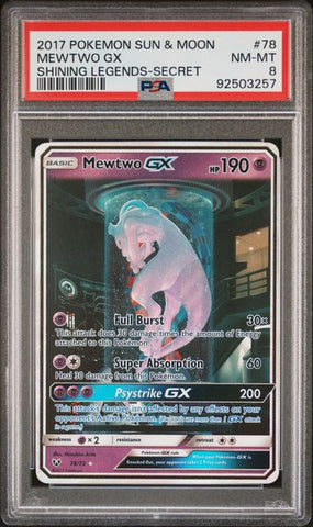 Mewtwo GX Shining Legends #78 PSA 8