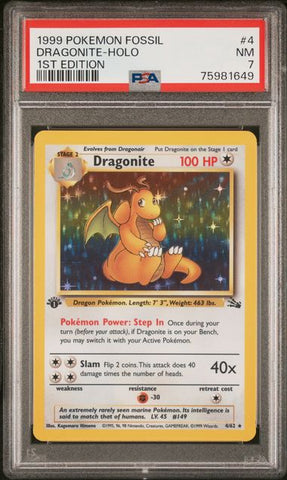 Dragonite Fossil 1st Edition #4 PSA 7